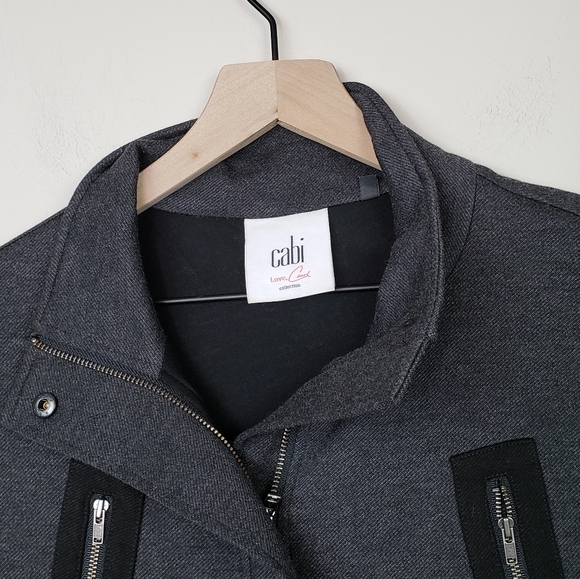 Cabi #3184 Love Carol Gray Jacket Mesh Moto SZ XS Blazer Stretch - Picture 4 of 7